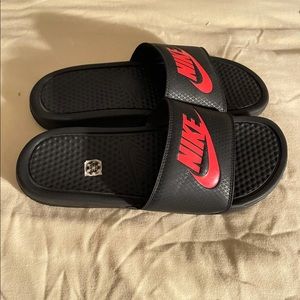 Red/Black Nike Slides